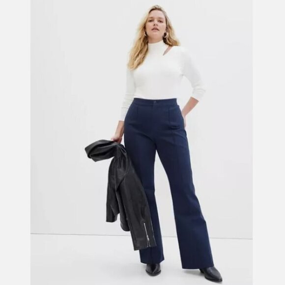 GAP High Rise Stretch Flare Navy Blue Pants Pintuck Pleat 6 PETITE #455131 $80 - Picture 5 of 15